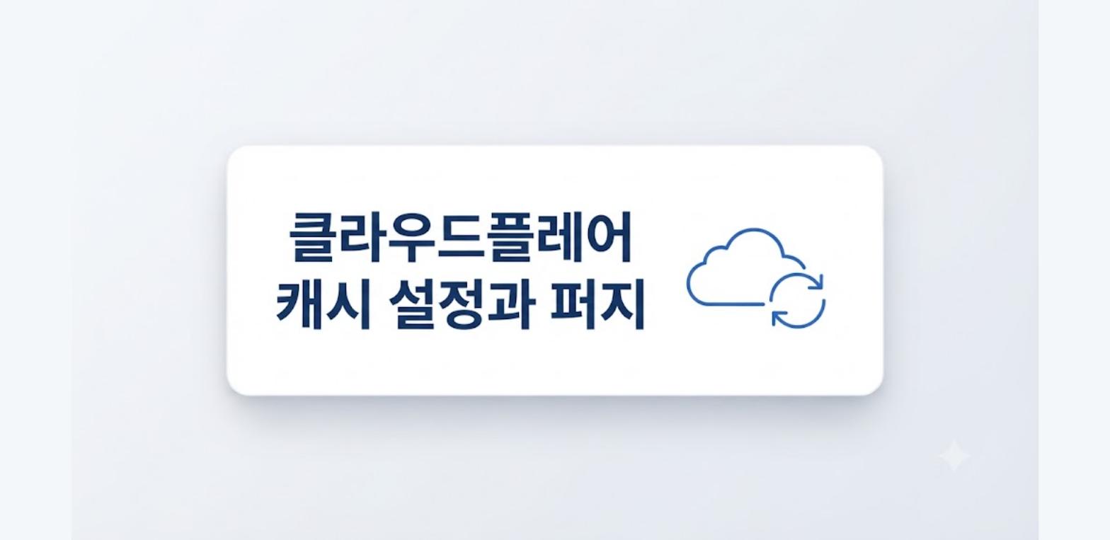 클라우드플레어 캐시 설정과 퍼지 기능을 정리한 카드형 이미지