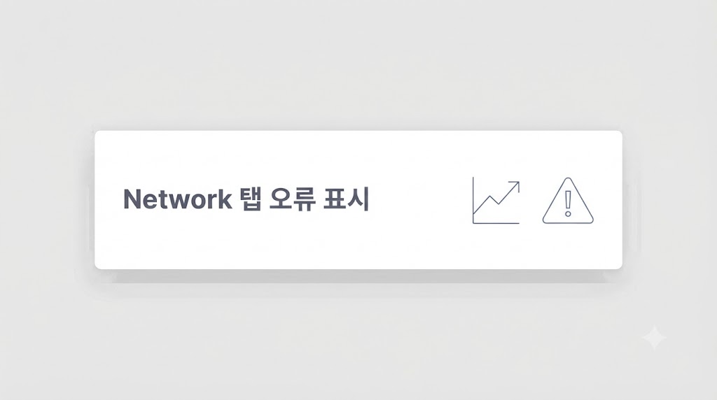 개발자 도구 Network 오류로 붉게 표시된 요청 목록 화면
