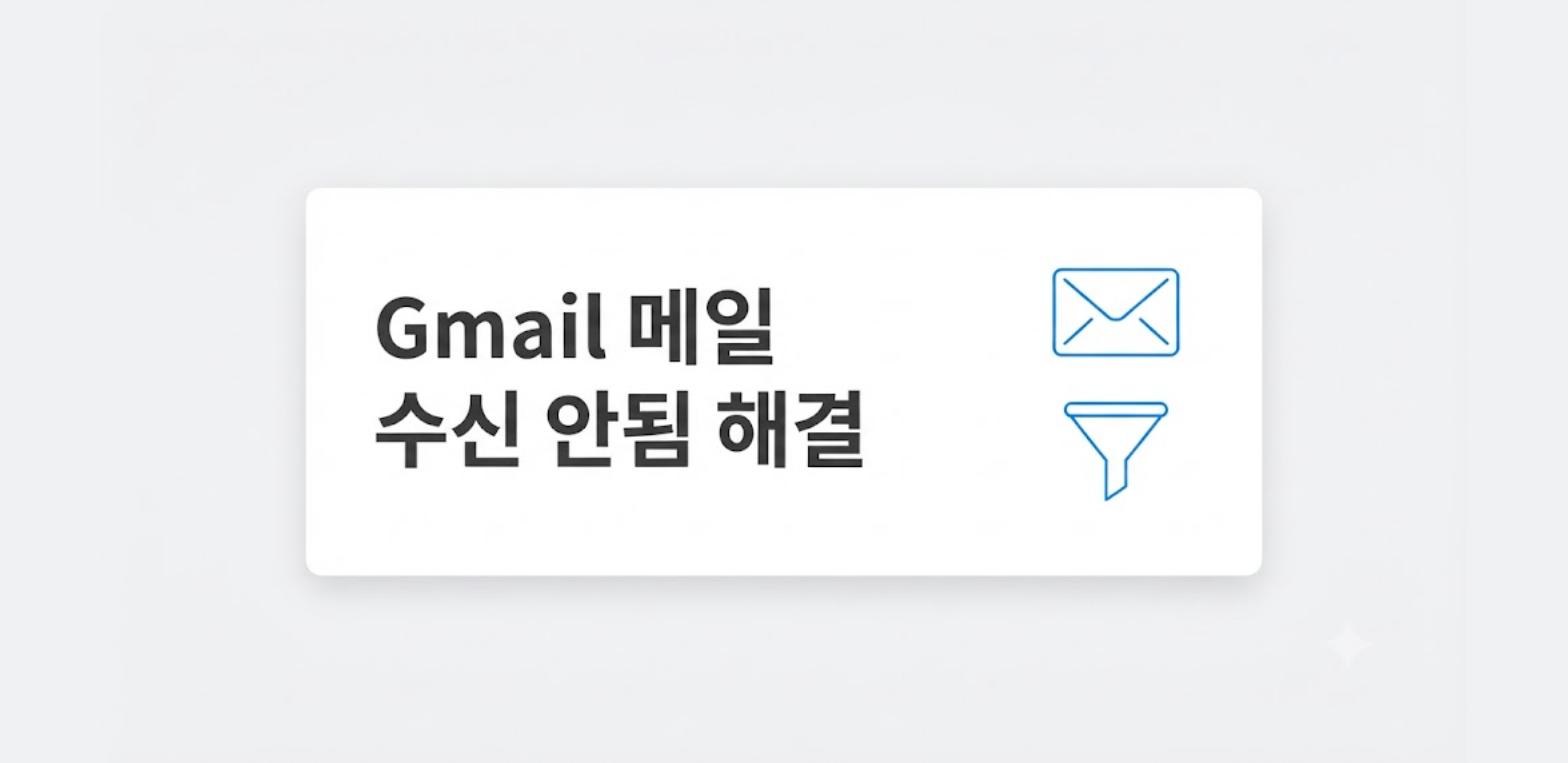 Gmail 메일 수신 안됨 문제 해결을 정리한 카드형 이미지