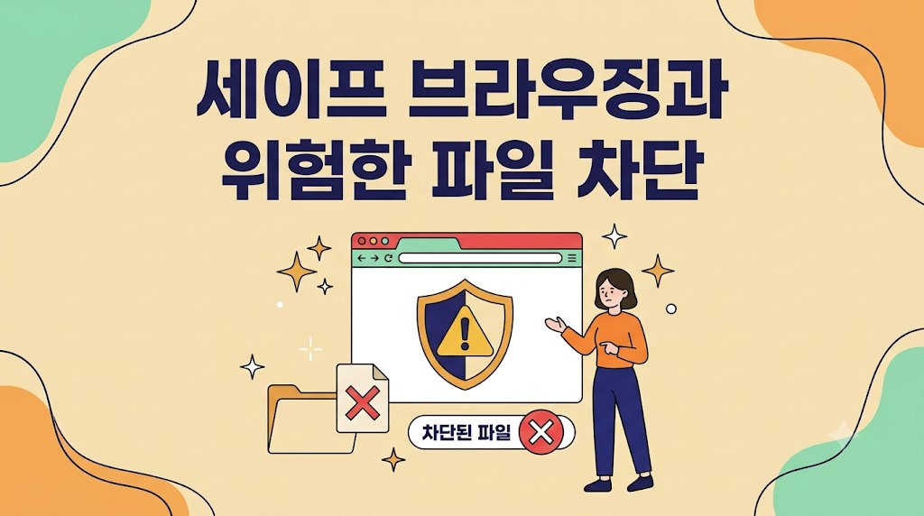 세이프 브라우징이 위험한 파일을 차단하는 원리를 설명하는 안내 이미지