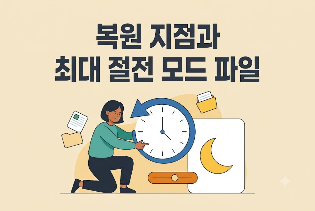 시스템 복원 지점과 최대 절전 모드 파일이 차지하는 용량을 관리하는 방법 안내 이미지