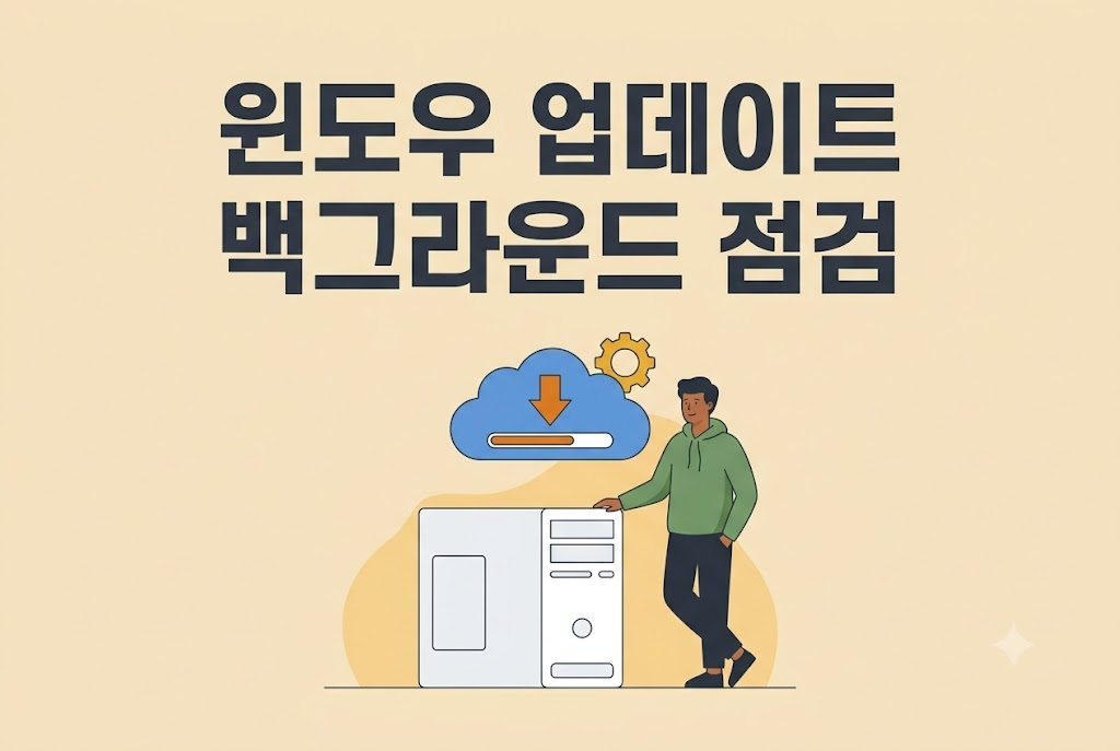 백그라운드에서 진행되는 윈도우 업데이트가 CPU를 점유하는 상황 안내 이미지