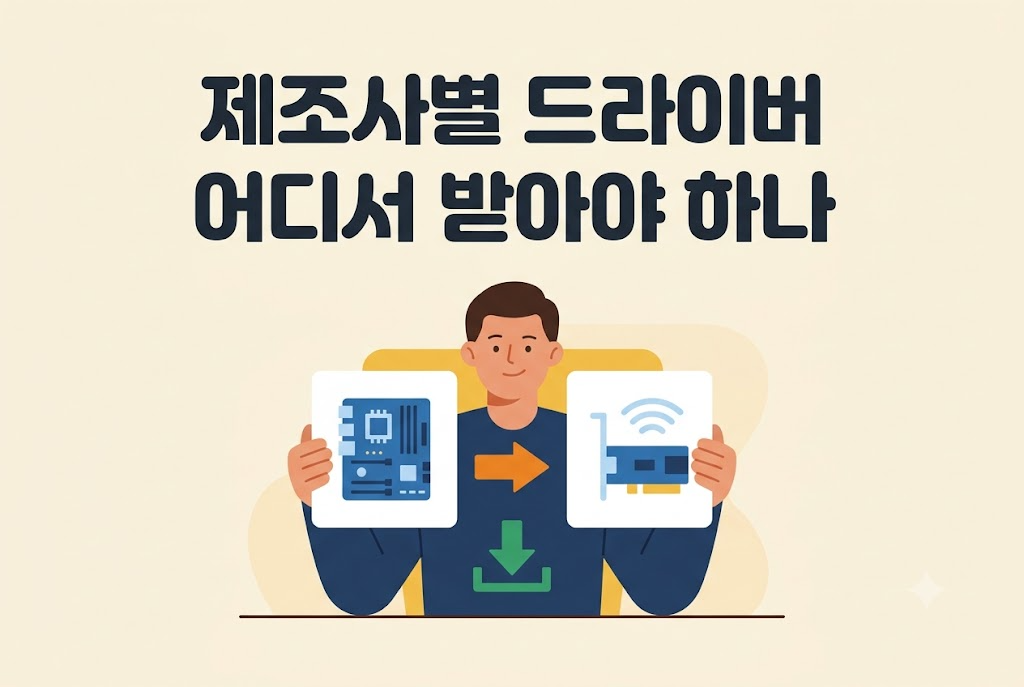 메인보드와 무선 어댑터 제조사별로 블루투스 드라이버를 받는 곳 안내 이미지