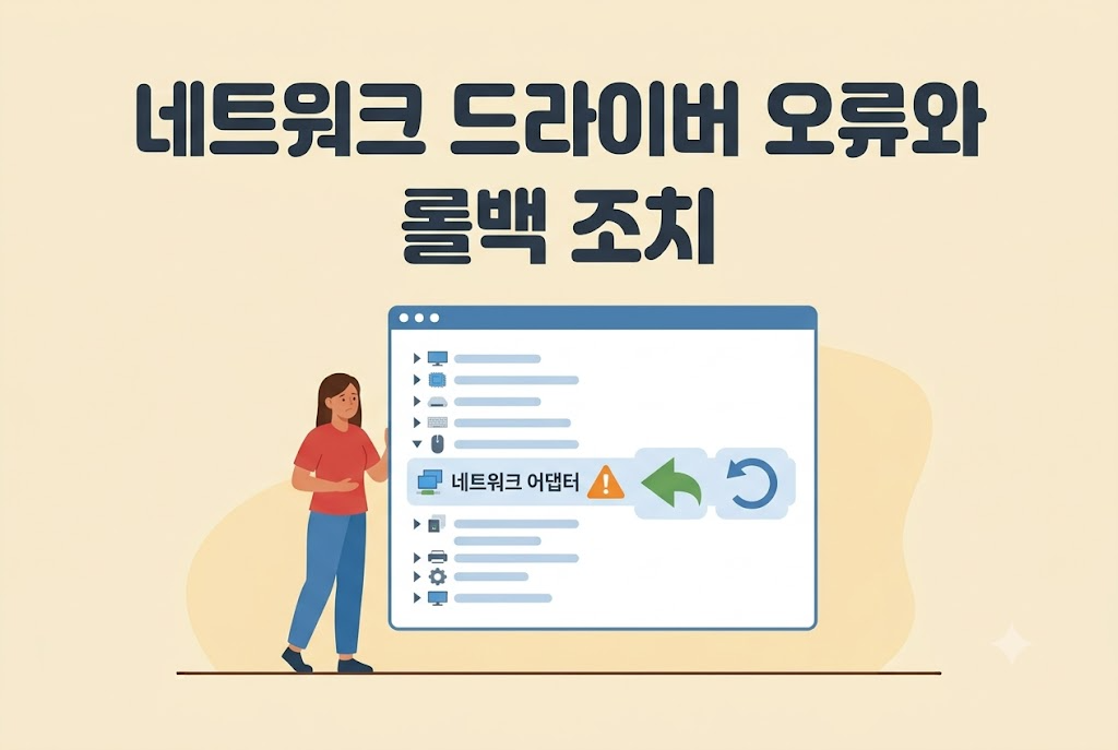 윈도우 네트워크 드라이버 오류를 확인하고 롤백하는 방법 안내 이미지