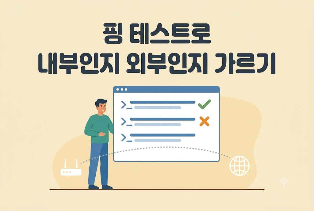 핑 테스트로 내부망 문제인지 외부 회선 문제인지 구분하는 방법 안내 이미지