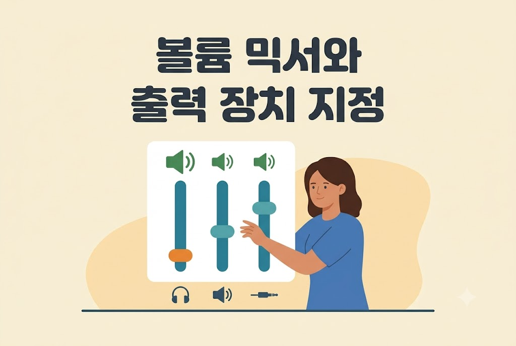 작업 표시줄 볼륨 믹서에서 출력 장치를 지정하는 방법 안내 이미지