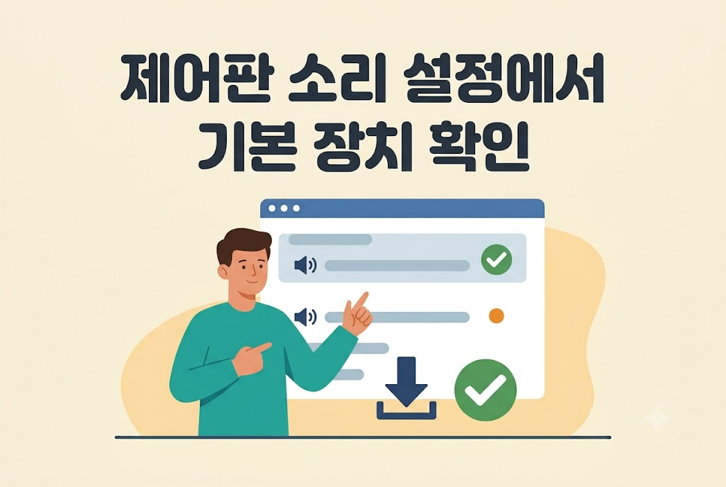 제어판 소리 설정에서 기본 장치와 단독 모드를 확인하는 방법 안내 이미지