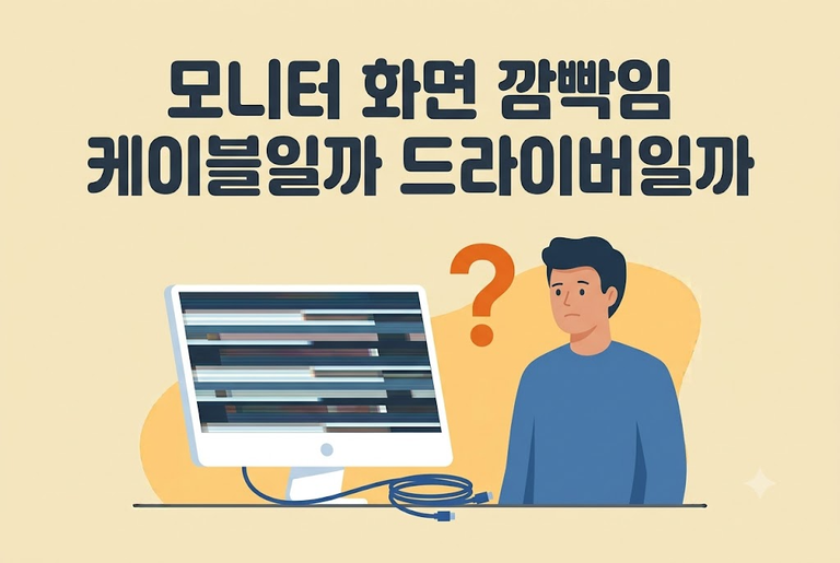 모니터 화면 깜빡임이 케이블 문제인지 드라이버 문제인지 구분하는 모습 안내 이미지