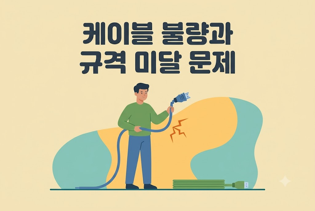 케이블 불량과 규격 미달로 신호 전송 오류가 생기는 상황 안내 이미지
