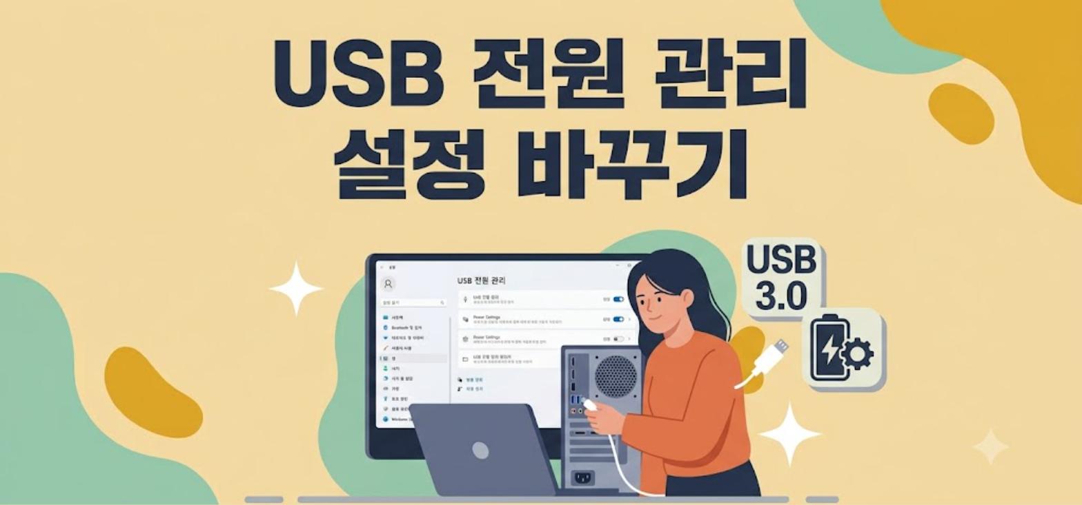 USB 전원 관리 설정을 변경해 키보드 입력 안 됨 끊김을 막는 화면